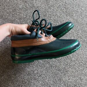 Stormers ThermoLite Insulated Navy Green Tan Rain Duck Ankle Sneaker Shoe Sz 7